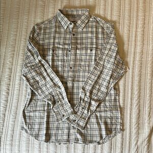 Old Navy Flannel Pocket Shirt in White Plaid
